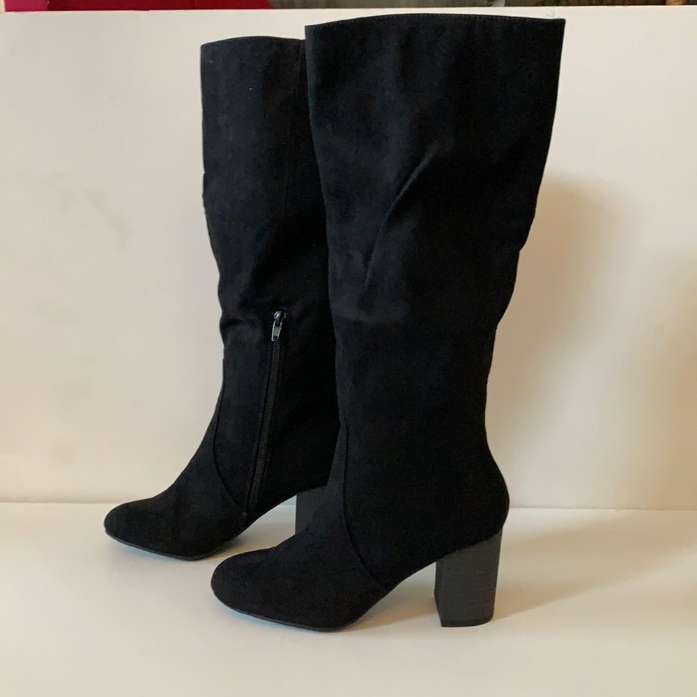 6 Dolcetta Carla Black suede 17” Boots 3” heel NWT